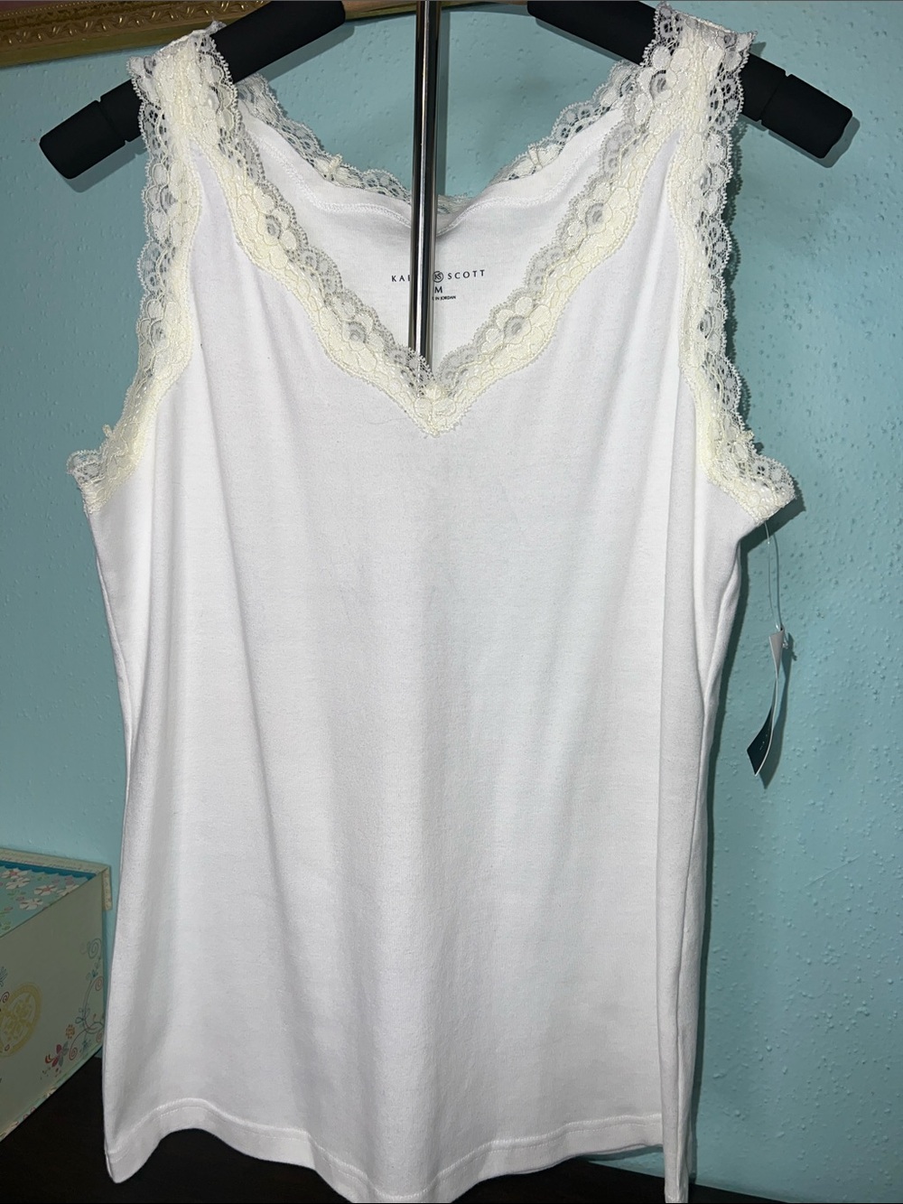 kate spade Off White Lace Trim Tank Top